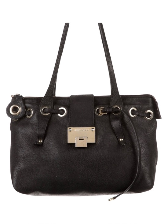 Jimmy Choo Handbags - Jimmy Choo Black Rhea Grained Leather Shoulder Tote Bag